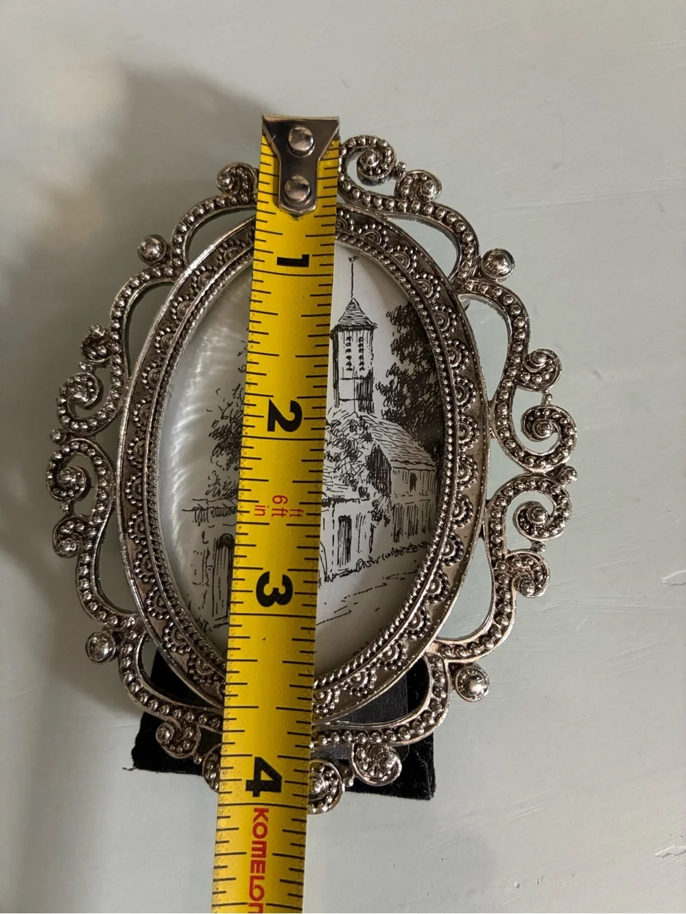 Vintage Silver Tone Metal Scroll Ornate Mini Picture Frame